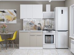 Прямая модульная кухня Фьюжн-05 Silky White/Silky Grey - Белый 2140*1100*600