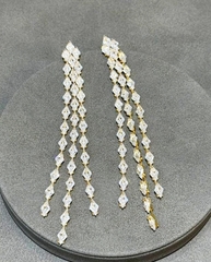 32126- Серьги длинные, вечерние с кристаллами