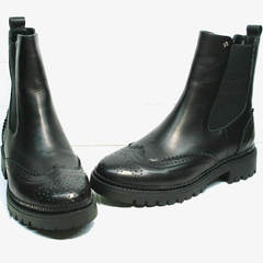 Женские ботинки осень Jina 7113 Leather Black