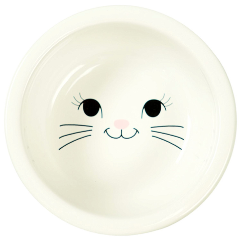 Миска Mr.Kranch Bamboo для кошек керамическая белая на бамбуковой подставке 400 мл