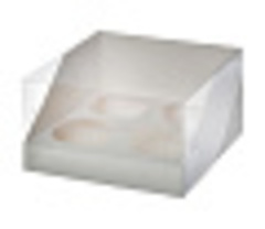 Коробка для 4 капкейков с пластиковой крышкой 170*170*100, белая