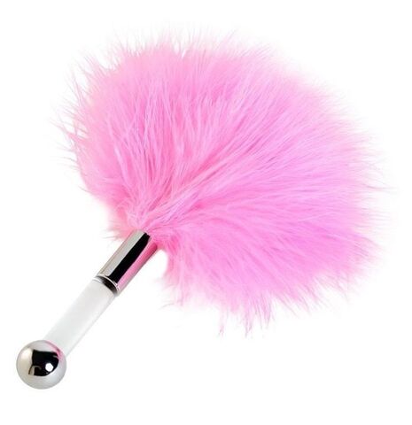 Кисточка для щекотания с розовыми пёрышками - 13 см. - UVIBE R01/pink