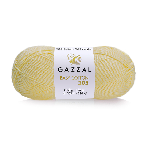 Пряжа Gazzal Baby Cotton 205 цвет 504 светло-желтый