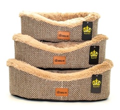 Royal pet лежанка-овал меховой рогожка премиум ромб №2