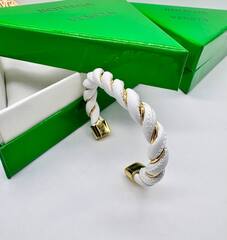 30455- Браслет lux витой из кожи и латуни в стиле BOTTEGA