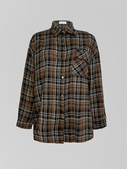 Рубашка Miss Diva 11012 в клеточку на кнопках с карманом на груди