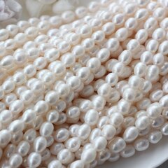 Жемчуг натуральный речной, рис, 8,8-11 мм, 1 нить, Ж029