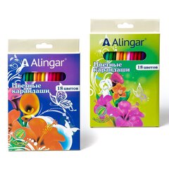 
          Карандаши цветные Alingar 18 цв., "Фантазия" деревянные, трехгранные, заточенные, грифель 3.0 мм, картон. уп., европод.