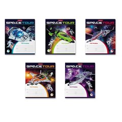 
          Тетрадь 12л., клетка, Erich Krause, скрепка, блок офсет, мелован. картон "Space Tour"