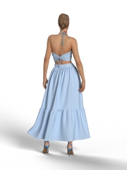 Розочка. Юбка женская льняная макси с оборкой на поясе SY-1292