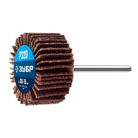 ЗУБР d 30 x 15 мм, P320, на шпильке d 3.2 мм, круг шлифовальный лепестковый, Профессионал (36600-320)