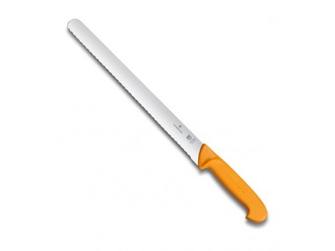 Нож Victorinox филейный, лезвие волнистое 25 см, оранжевый