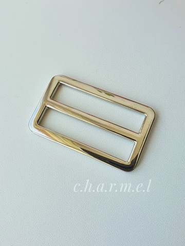 Double-slot cast buckle, nickel (silver), 38x30x48 mm