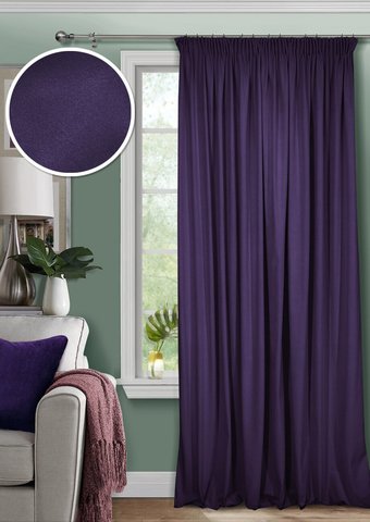 Готовая штора из велюра с подхватом Сандрин фиолетовый