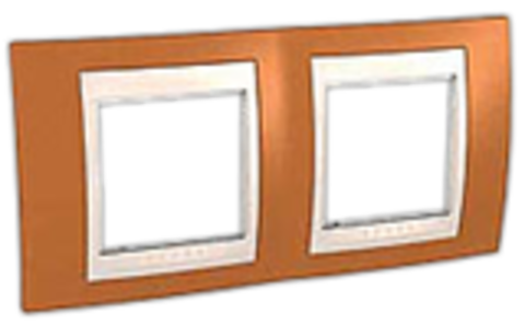 Рамка на 2 поста. Цвет Оранжевый/Белый. Schneider electric Unica Хамелеон. MGU6.004.869