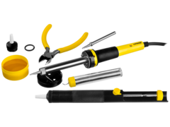STAYER PROTerm, 60Вт, 2к рукоят, конус, подставка+припой+сменн жало+оловоотсос+сменн насадка+канифоль+кусачки, паял набор, Professional (55314-60-H8)