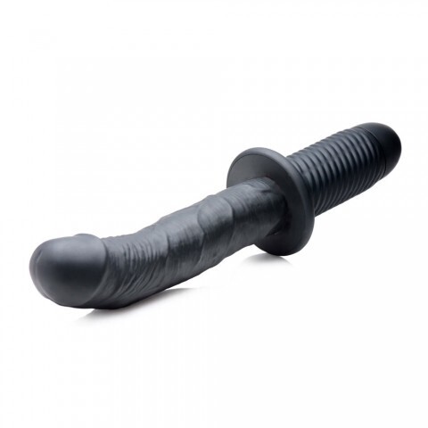 Вибратор с рукоятью The Large Realistic 10X Silicone Vibrator With Handle, черный, 30.5х4.5 см