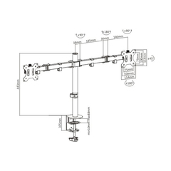 Настольный кронштейн Brateck LDT12-C024N для 2-х мониторов (13