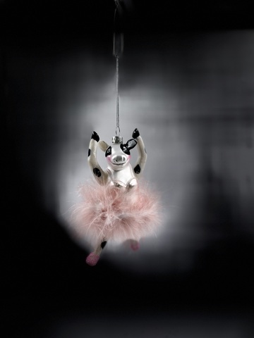 Набор елочных игрушек 6шт 12.5см ChristmasDeLuxe Корова-балерина бело-розовая