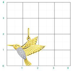 л50210 - Подвеска птичка колибри из желтого золота 585 пробы с фианитами