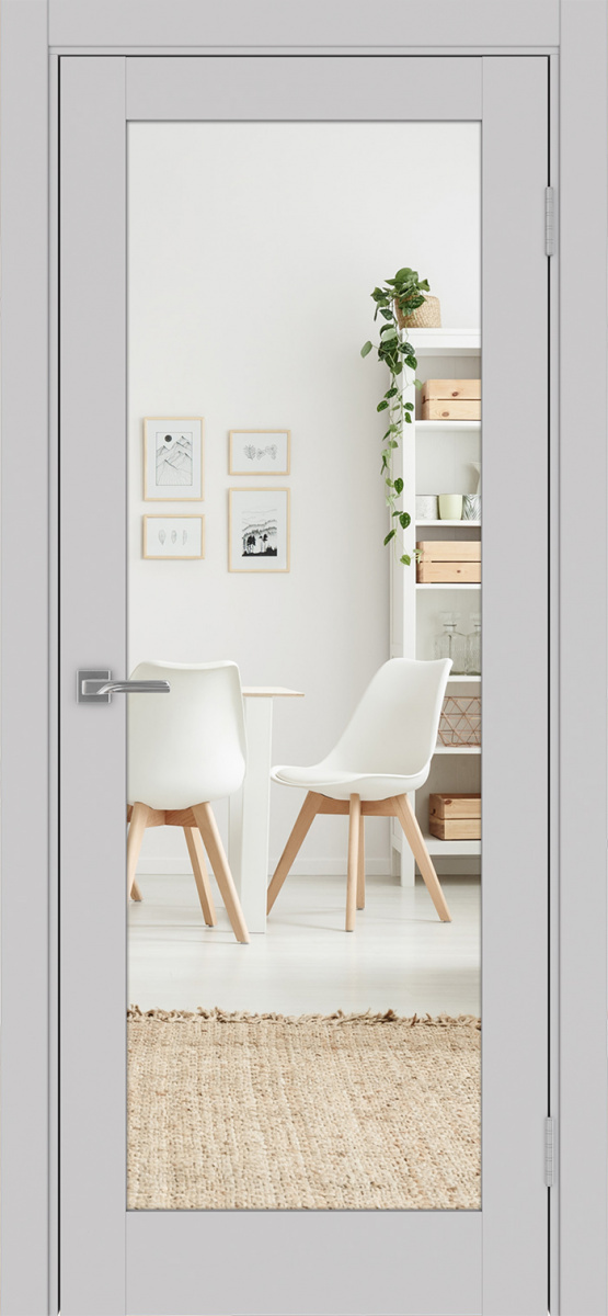 Дверь межкомнатная Оптима Порте Турин 501.2 (зеркало двухстороннее), цвет пепельный, экошпон, зеркало