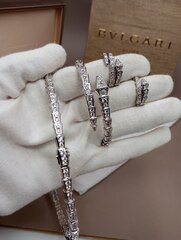 88721- Колье ЗМЕЯ тонкое из стали с цирконами с длинным хвостиком, качество lux