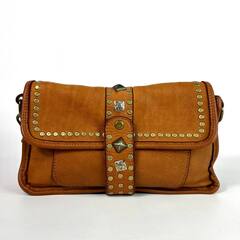 Женская сумка-клатч из натуральной кожи цвета whisky