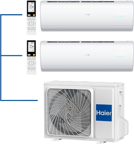 Мульти сплит-система Haier AS25S2SJ2FA-W + AS35S2SJ2FA-W / 2U40S2SM1FA на 2 комнаты 25+35 м2