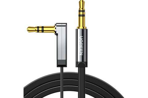 Кабель угловой  UGREEN AV119 (10598) 3.5mm Male to 3.5mm Male Straight to angle flat Cable, 1,5м, черный