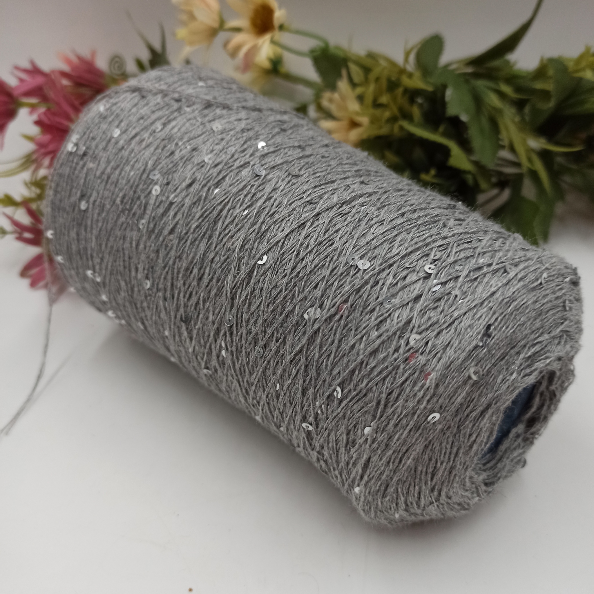 Хлопок с пайеткой Китай 700м/100гр Серый 03