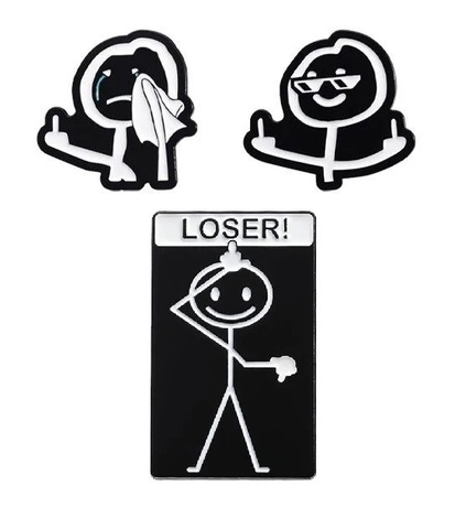 Значок металлический Стикмен Fuck Off Loser