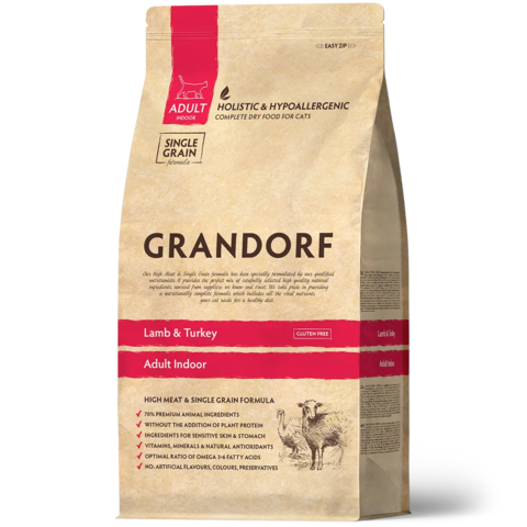 GRANDORF Ягнёнок с индейкой Для домашних кошек