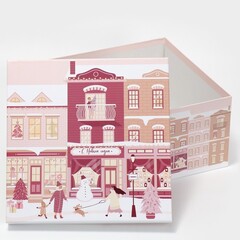 Коробка одиночная, Квадрат, Happy New year, 19,5*19,5*11см, 1 шт.