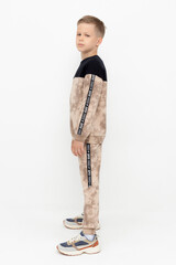 брюки  для мальчика  КР 400746/темно-бежевый,тай-дай к510