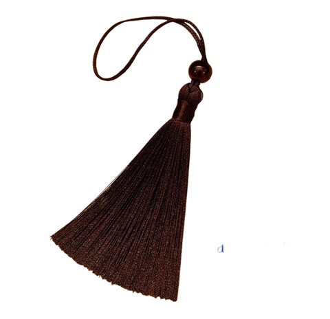 Декоративная кисточка , с бусиной , 8см (размер до подвеса), цвет темно-коричневый