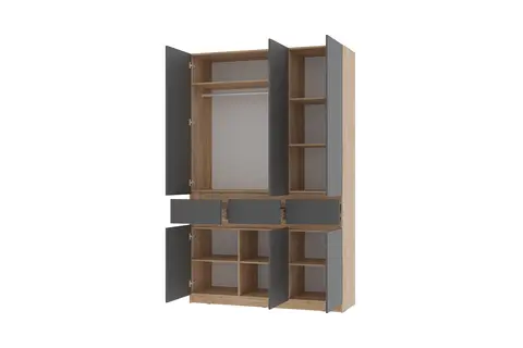 Шкаф 3-х створчатый Багира дуб крафт / графит