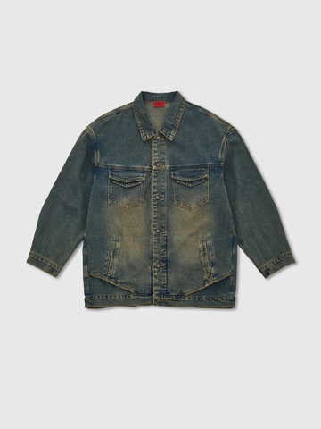 Куртка джинсовая свободного кроя с состаренным эффектом 