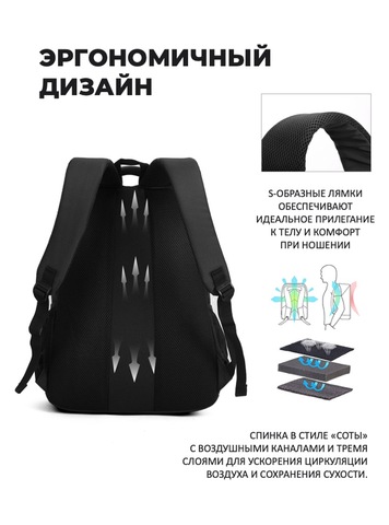 Картинка рюкзак городской Aoking SN86096 Black - 5