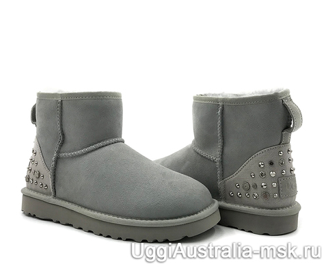 UGG Women’s Classic Mini Studded Bling Light Gray