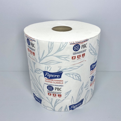 Полотенце бумажное Papero 2 сл. 75 м влаговпитывающие белое (RL042)