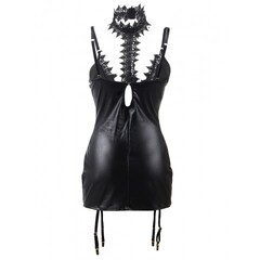 Кожаная сорочка-грация Ohyeah с пажиками и чокером, M-L