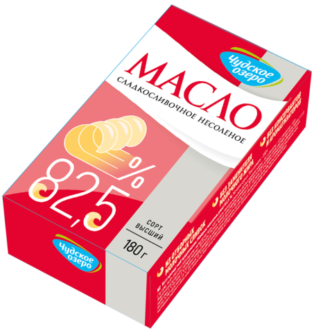 Масло сладкосливочное несолёное 82,5% Чудское озеро, 180гр.