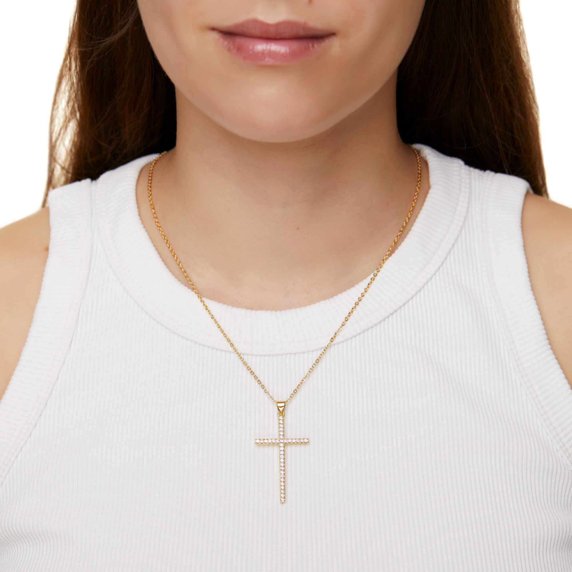 Колье Big Cross Necklace – Crystal
