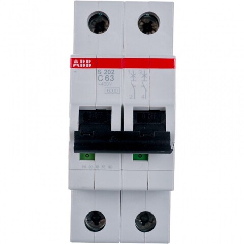 Выключатель автоматический модульный ABB S202 2п C 63А 6кА C63 2CDS252001R0634