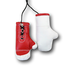 Перчатки боксерские комбинированные, белые с красным