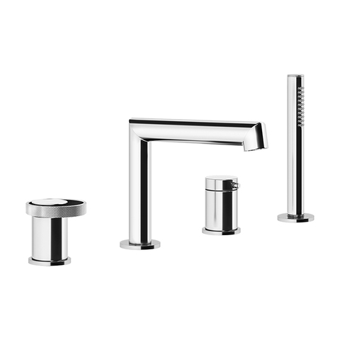 Gessi Anello Смеситель для ванны на 4 отверстия: излив, девиатор, шланг, лейка, цвет: хром 63337#031