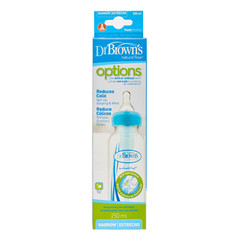 Бутылочка противоколик. с узким горлышком, синяя, 250 мл. (стандарт)