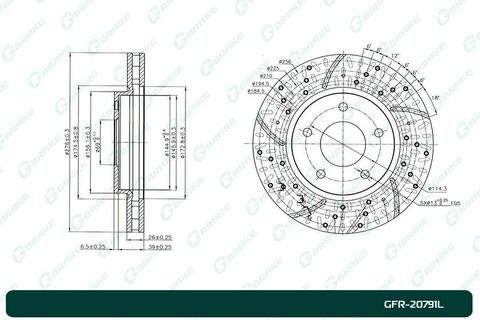 Диск тормозной перфорированный вентилируемый G-brake GFR-20791L левый