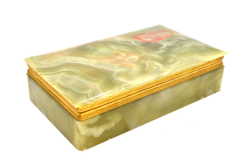 [Rosenthal] Шкатулка из оникса. Натуральный камень, золоченный металл. Розенталь, Германия, Италия.