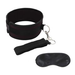 Черный ошейник с длинным поводком Collar and Leash Set - 